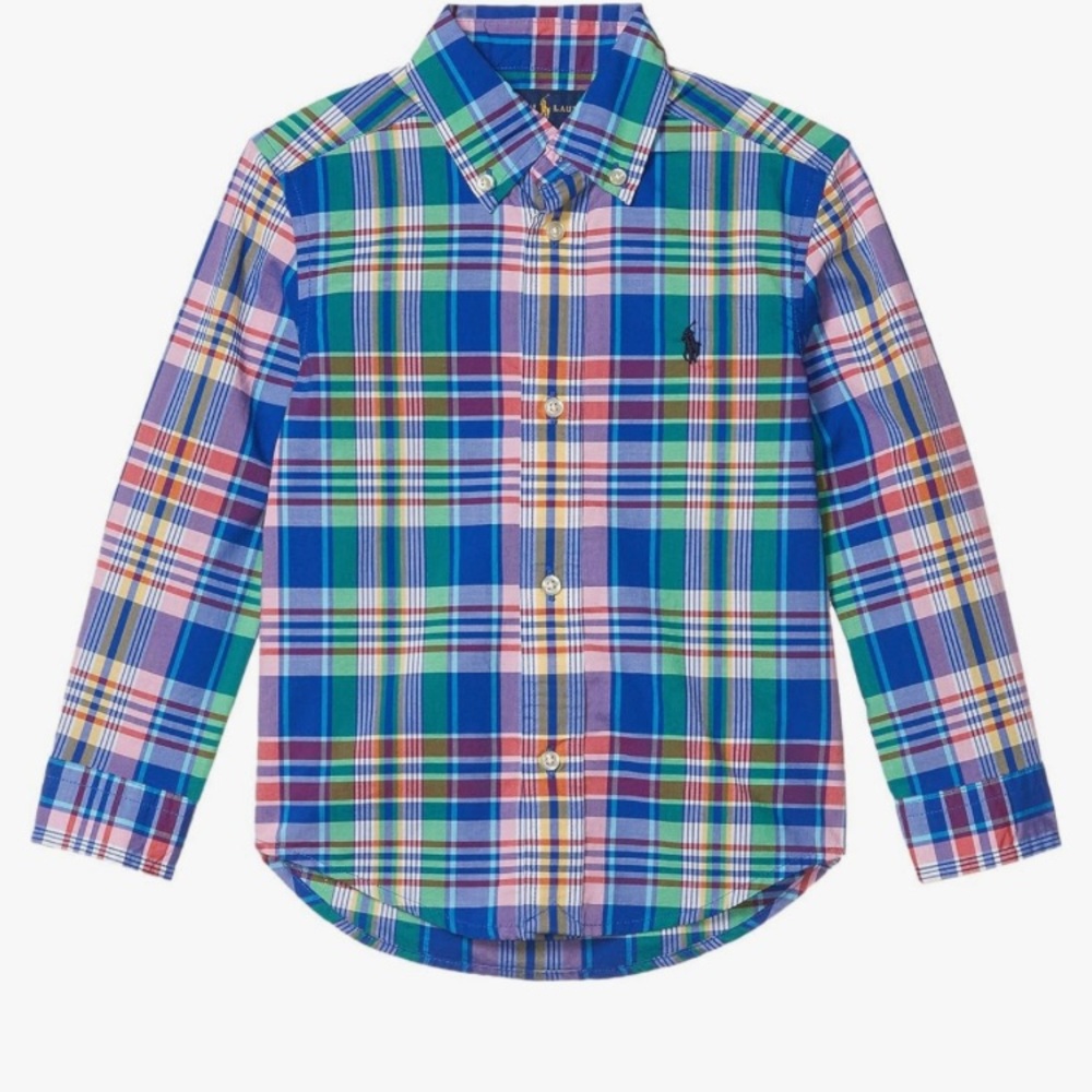 Ralph Lauren Boy's Plaid Cotton Poplin Shirt Size 7